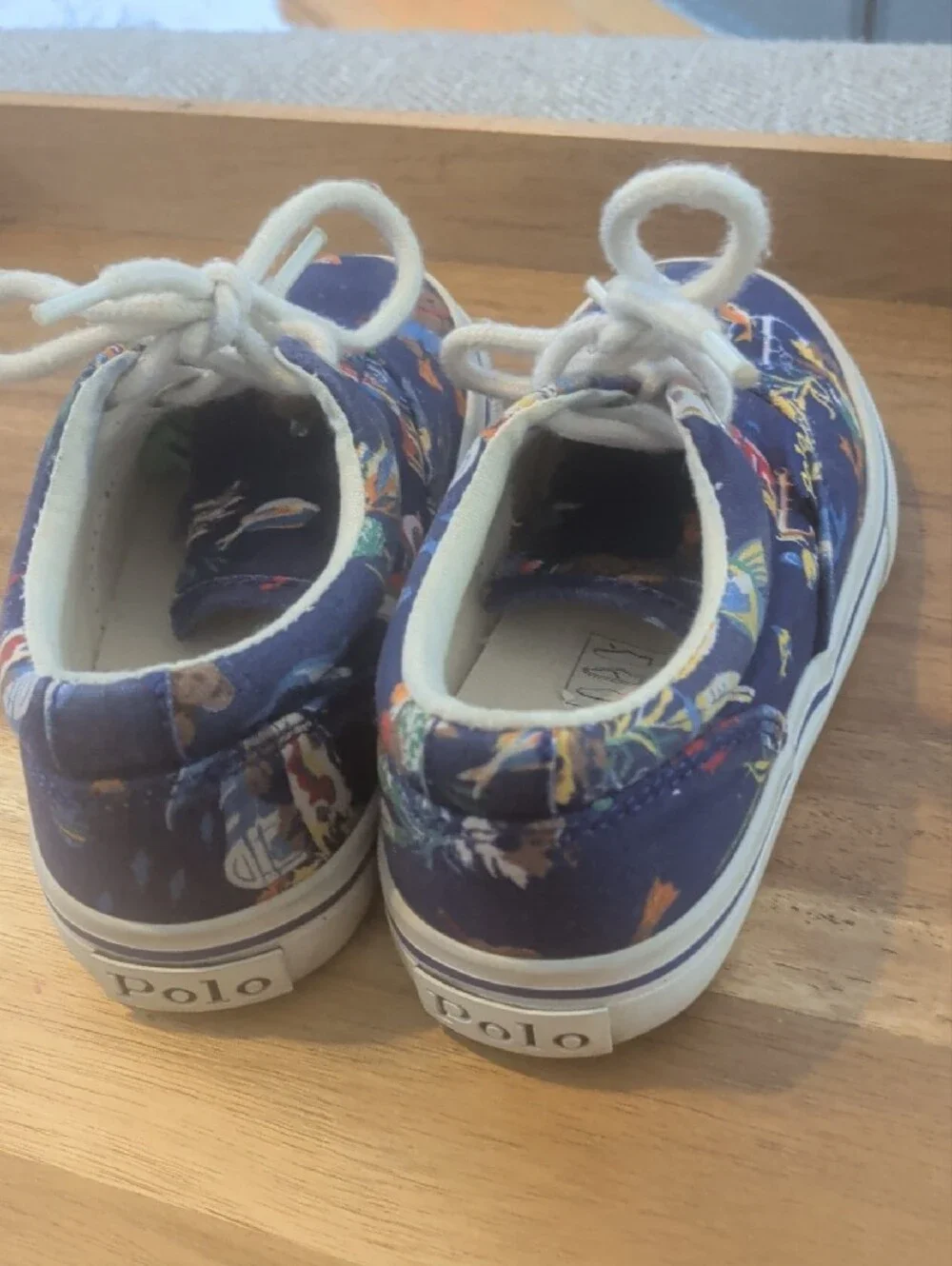 Ralph Lauren Blue Canvas Kids Sneakers with Underwater Print
